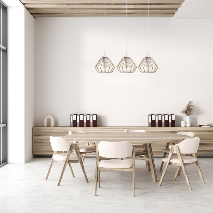 Lustra ar auklu CEED GOLD 3xE27/60W/230V balta/zelta