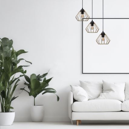 Lustra ar auklu CEED GOLD 3xE27/60W/230V d. 45 cm melna/zelta