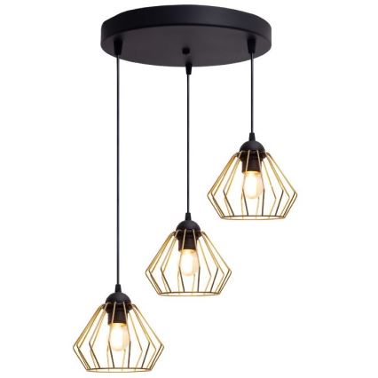 Lustra ar auklu CEED GOLD 3xE27/60W/230V d. 45 cm melna/zelta