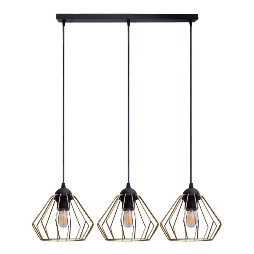 Lustra ar auklu CEED GOLD 3xE27/60W/230V melna/zelta
