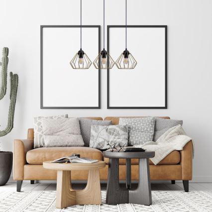 Lustra ar auklu CEED GOLD 3xE27/60W/230V melna/zelta