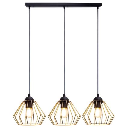 Lustra ar auklu CEED GOLD 3xE27/60W/230V melna/zelta
