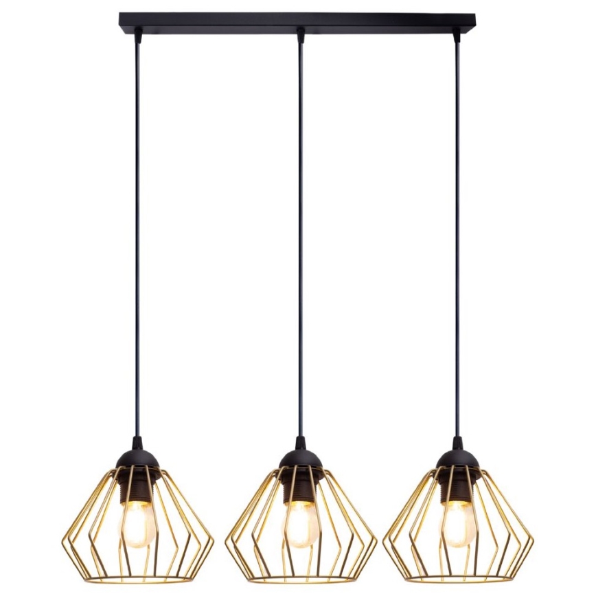 Lustra ar auklu CEED GOLD 3xE27/60W/230V melna/zelta