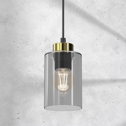 Lustra ar auklu CHIC 1xE27/60W/230V melna/pelēka