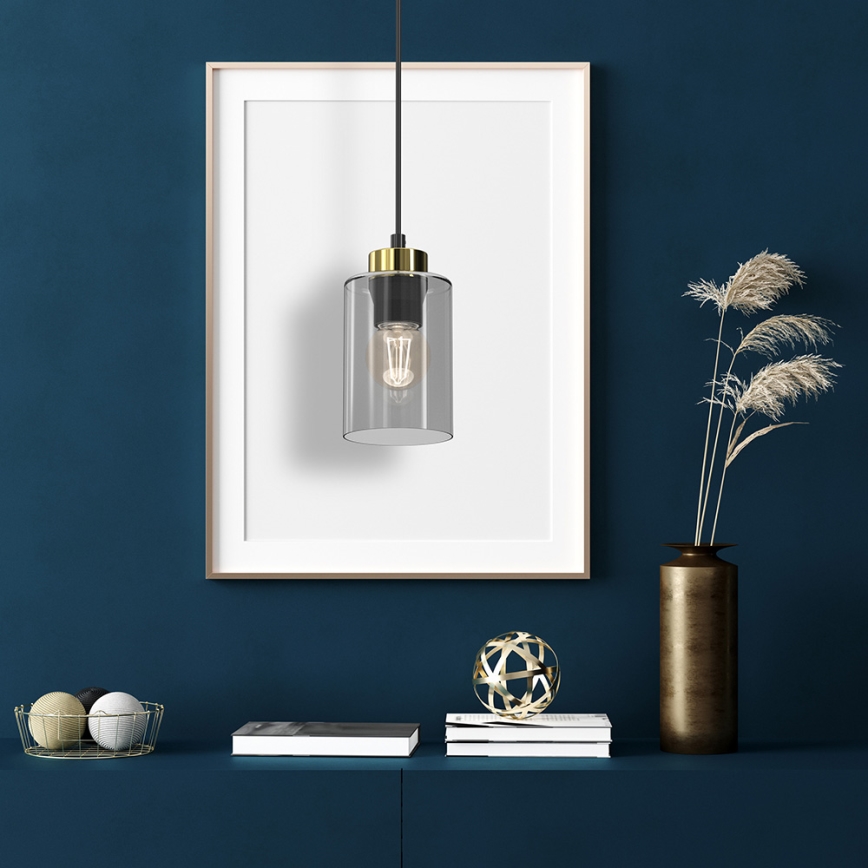 Lustra ar auklu CHIC 1xE27/60W/230V melna/pelēka