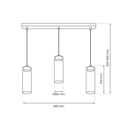 Lustra ar auklu CLARISSA 3xGX53/12W/230V melna