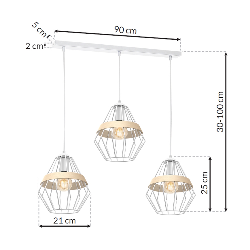 Lustra ar auklu CLIF 3xE27/60W/230V