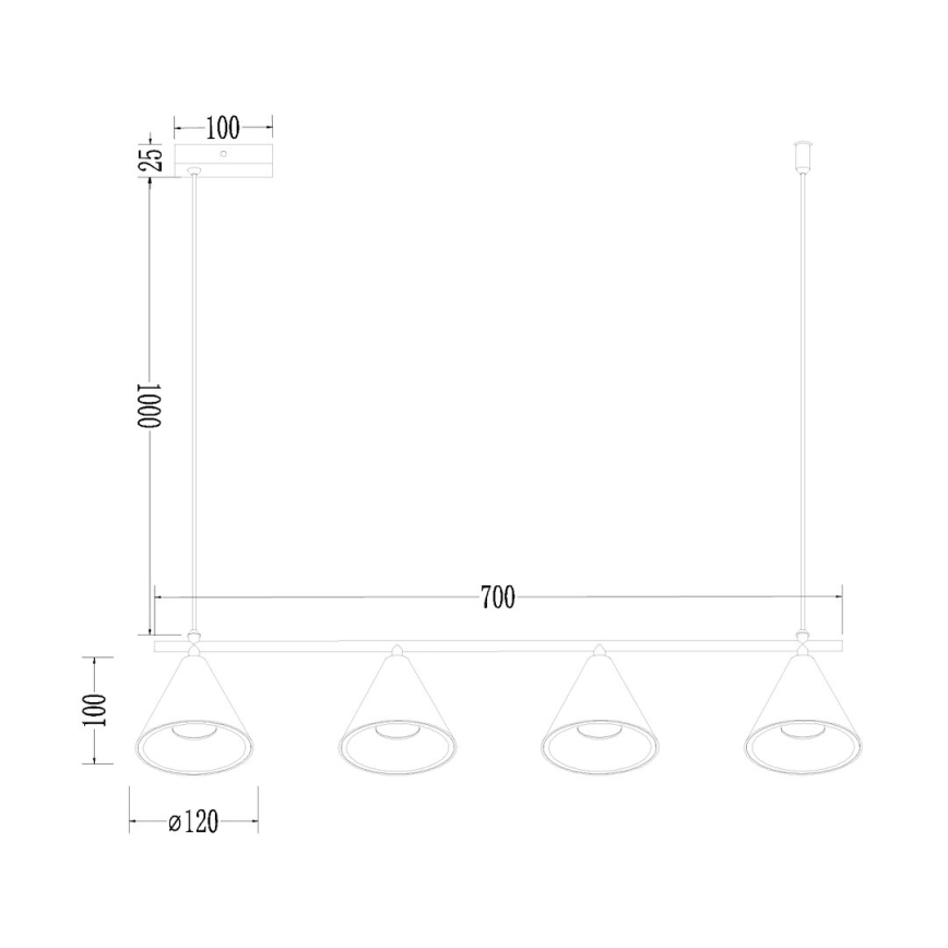 Lustra ar auklu CONE 4xGU10/10W/230V zelta/melna