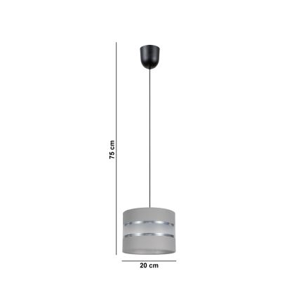 Lustra ar auklu CORAL 1xE27/60W/230V d. 20 cm pelēka
