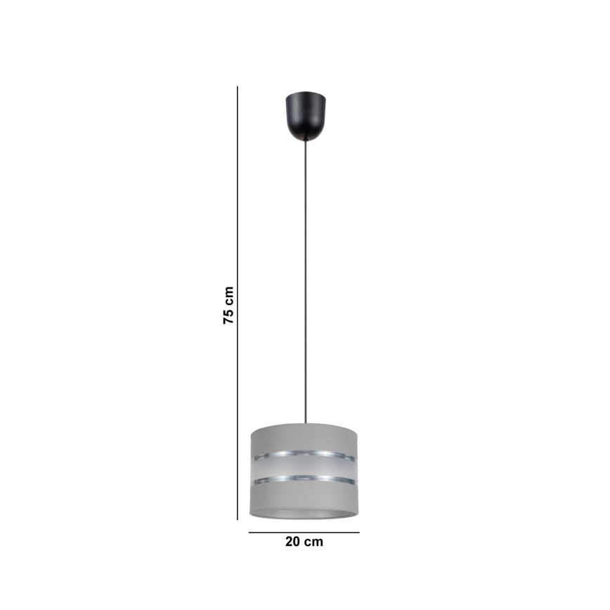 Lustra ar auklu CORAL 1xE27/60W/230V d. 20 cm pelēka