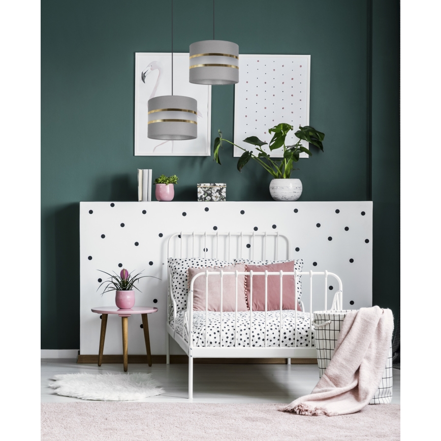 Lustra ar auklu CORAL 1xE27/60W/230V d. 20 cm pelēka