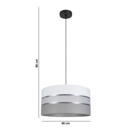 Lustra ar auklu CORAL 1xE27/60W/230V d. 40 cm balta/pelēka