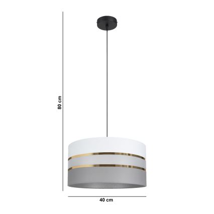 Lustra ar auklu CORAL 1xE27/60W/230V d. 40 cm balta/pelēka