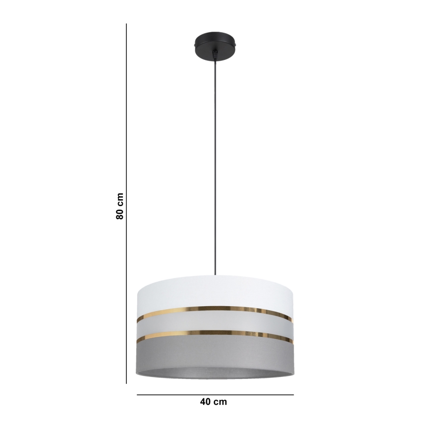 Lustra ar auklu CORAL 1xE27/60W/230V d. 40 cm balta/pelēka