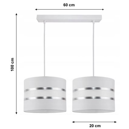 Lustra ar auklu CORAL 2xE27/60W/230V balts