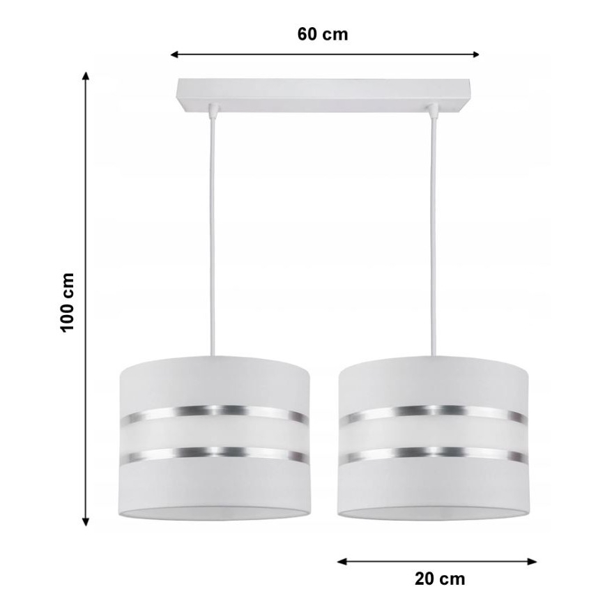 Lustra ar auklu CORAL 2xE27/60W/230V balts