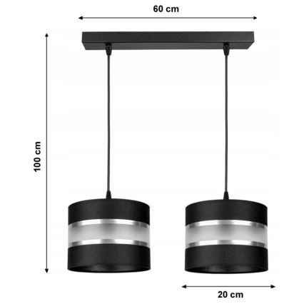 Lustra ar auklu CORAL 2xE27/60W/230V melns