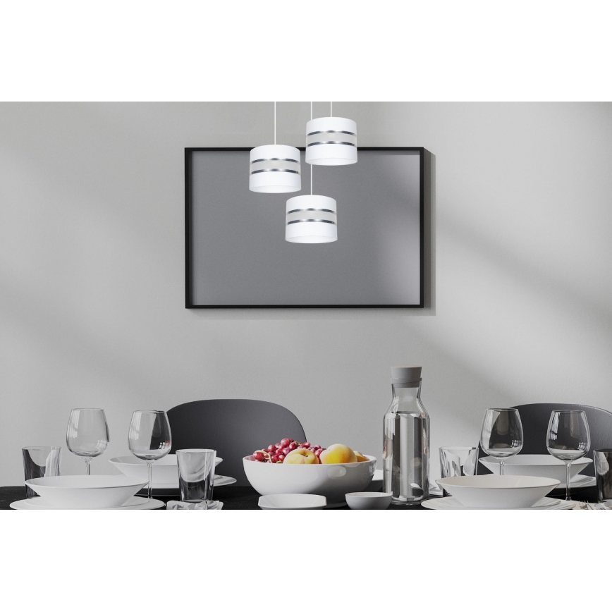 Lustra ar auklu CORAL 3xE27/60W/230V balta/matēts hroms d. 45 cm