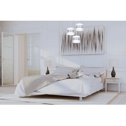Lustra ar auklu CORAL 3xE27/60W/230V balta/matēts hroms d. 45 cm