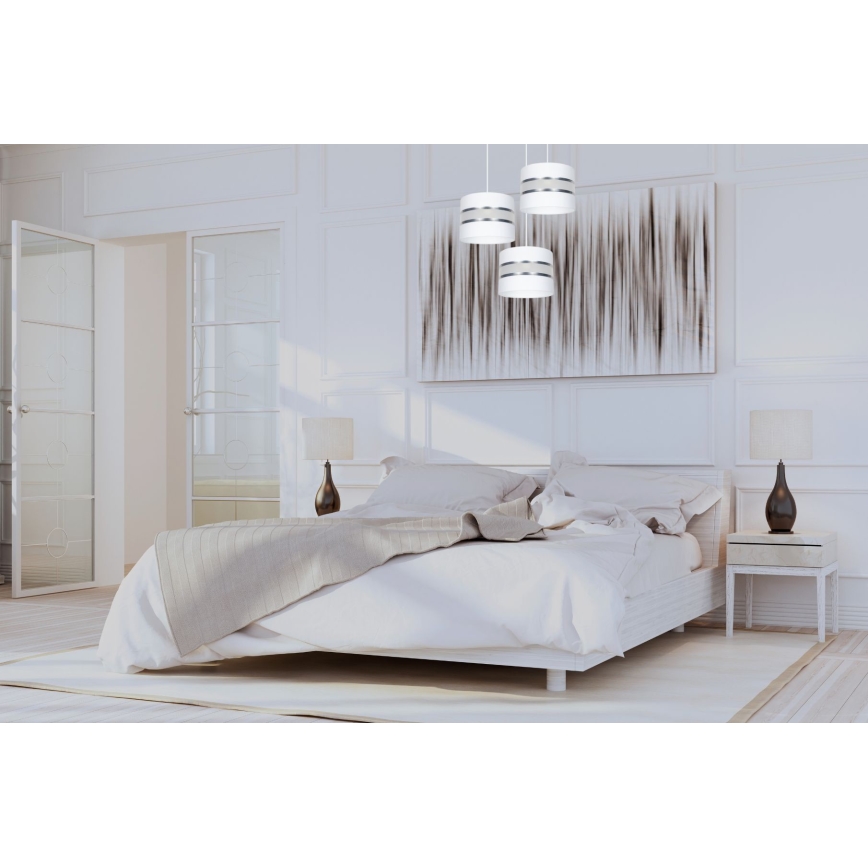 Lustra ar auklu CORAL 3xE27/60W/230V balta/matēts hroms d. 45 cm