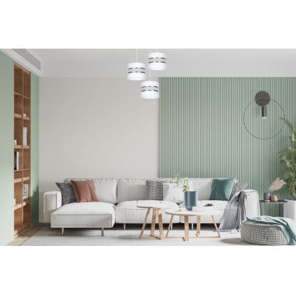 Lustra ar auklu CORAL 3xE27/60W/230V balta/matēts hroms d. 45 cm
