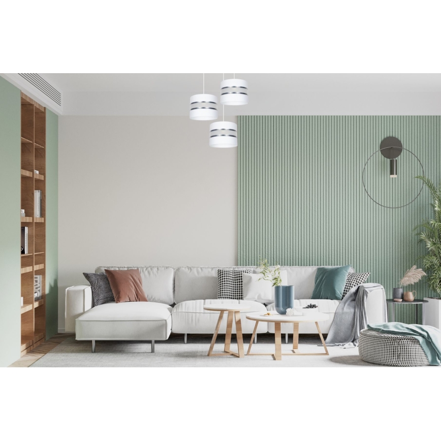 Lustra ar auklu CORAL 3xE27/60W/230V balta/matēts hroms d. 45 cm