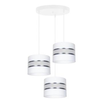 Lustra ar auklu CORAL 3xE27/60W/230V balta/matēts hroms d. 45 cm