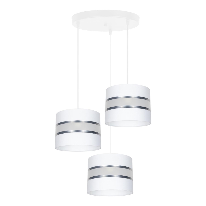 Lustra ar auklu CORAL 3xE27/60W/230V balta/matēts hroms d. 45 cm