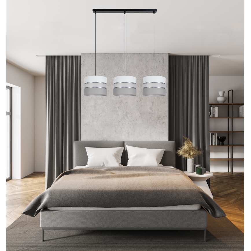 Lustra ar auklu CORAL 3xE27/60W/230V balta/pelēka