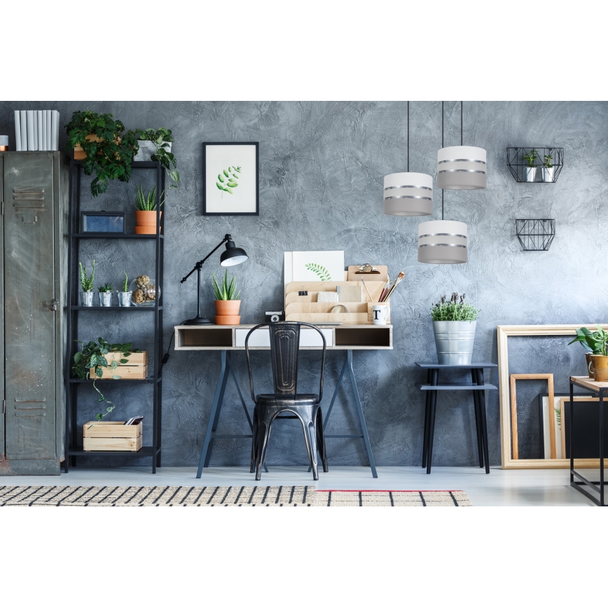 Lustra ar auklu CORAL 3xE27/60W/230V balta/pelēka