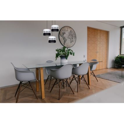 Lustra ar auklu CORAL 3xE27/60W/230V melna/balta/matēts hroms d. 45 cm