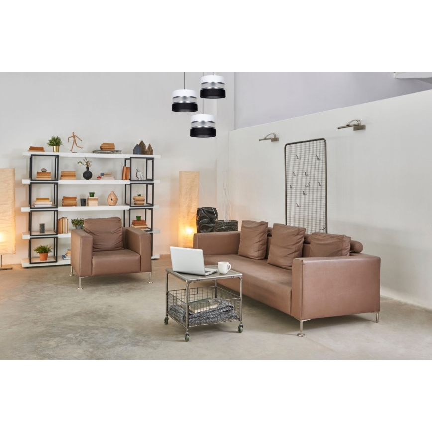 Lustra ar auklu CORAL 3xE27/60W/230V melna/balta/matēts hroms d. 45 cm