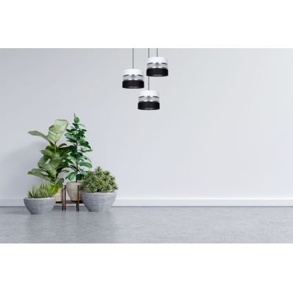 Lustra ar auklu CORAL 3xE27/60W/230V melna/balta/matēts hroms d. 45 cm
