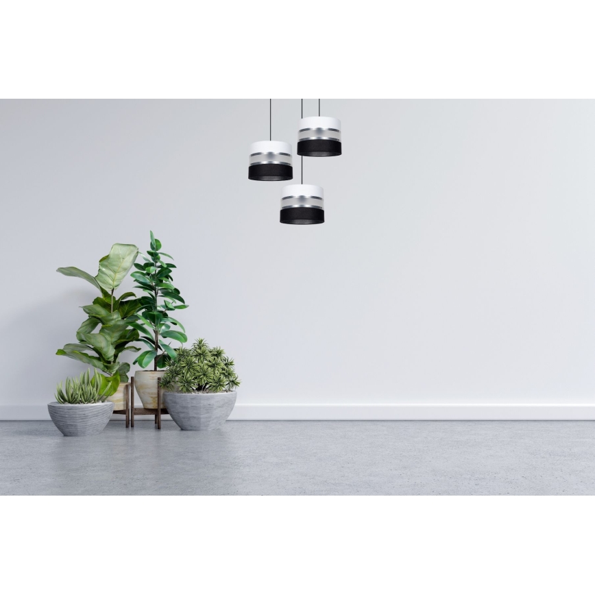 Lustra ar auklu CORAL 3xE27/60W/230V melna/balta/matēts hroms d. 45 cm