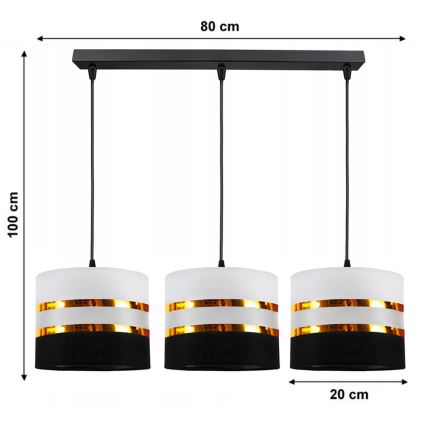 Lustra ar auklu CORAL 3xE27/60W/230V melna/balta