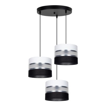 Lustra ar auklu CORAL 3xE27/60W/230V melna/balta/matēts hroms d. 45 cm