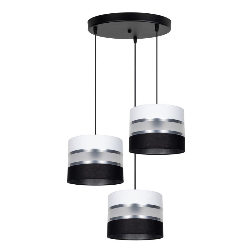 Lustra ar auklu CORAL 3xE27/60W/230V melna/balta/matēts hroms d. 45 cm