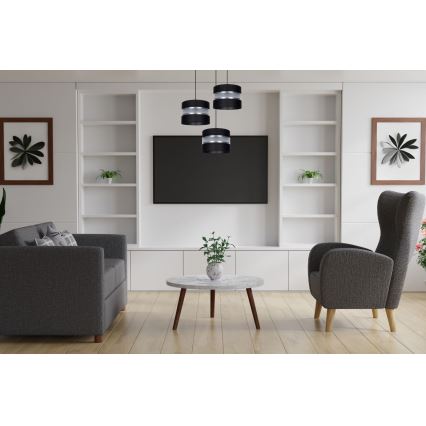 Lustra ar auklu CORAL 3xE27/60W/230V melna/matēts hroms d. 45 cm