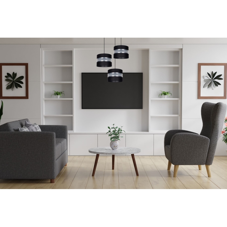 Lustra ar auklu CORAL 3xE27/60W/230V melna/matēts hroms d. 45 cm