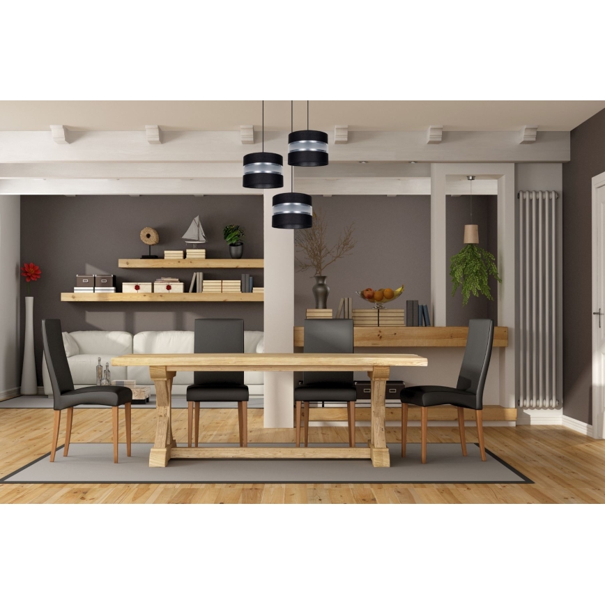 Lustra ar auklu CORAL 3xE27/60W/230V melna/matēts hroms d. 45 cm