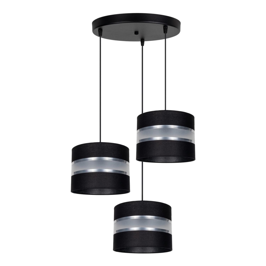 Lustra ar auklu CORAL 3xE27/60W/230V melna/matēts hroms d. 45 cm