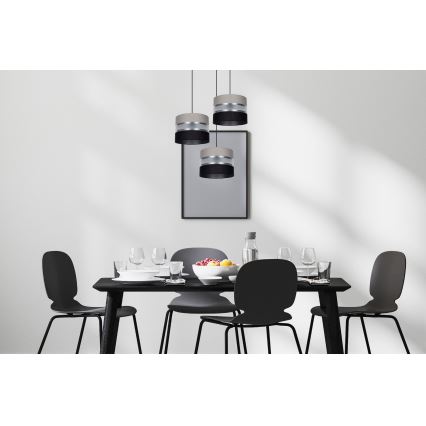 Lustra ar auklu CORAL 3xE27/60W/230V melna/pelēka/matēts hroms d. 45 cm