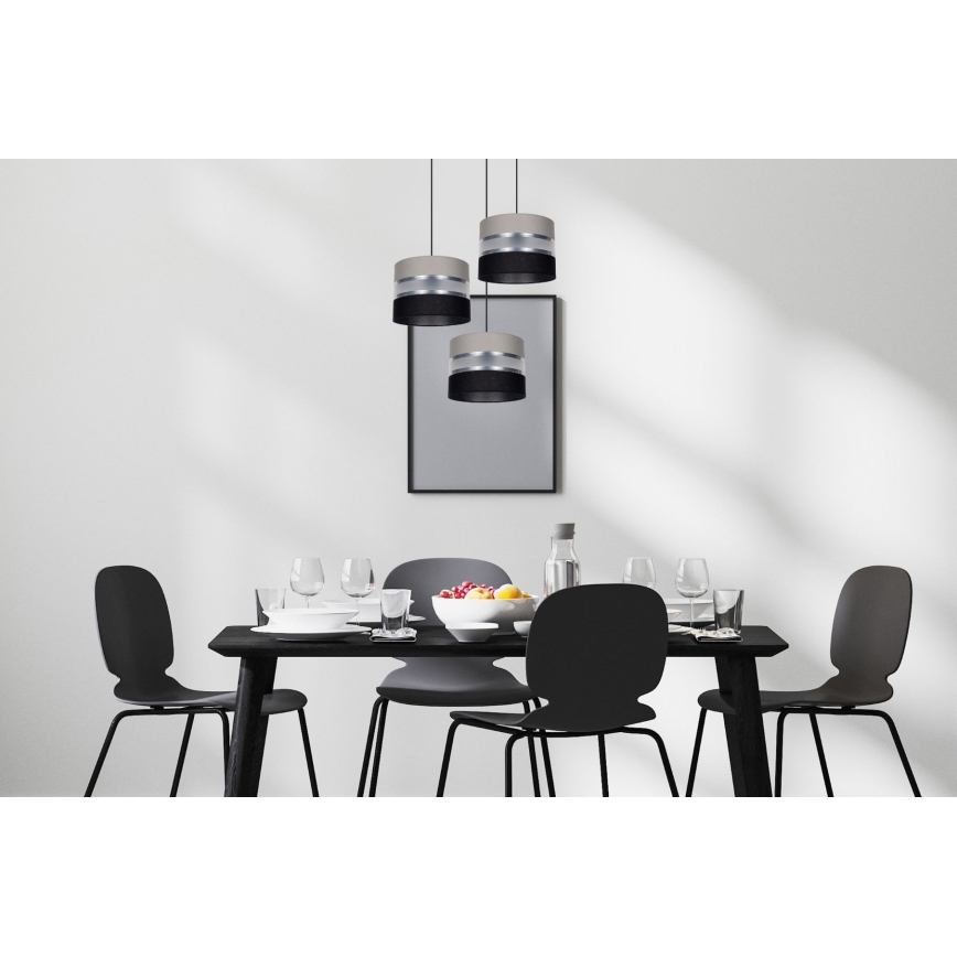 Lustra ar auklu CORAL 3xE27/60W/230V melna/pelēka/matēts hroms d. 45 cm
