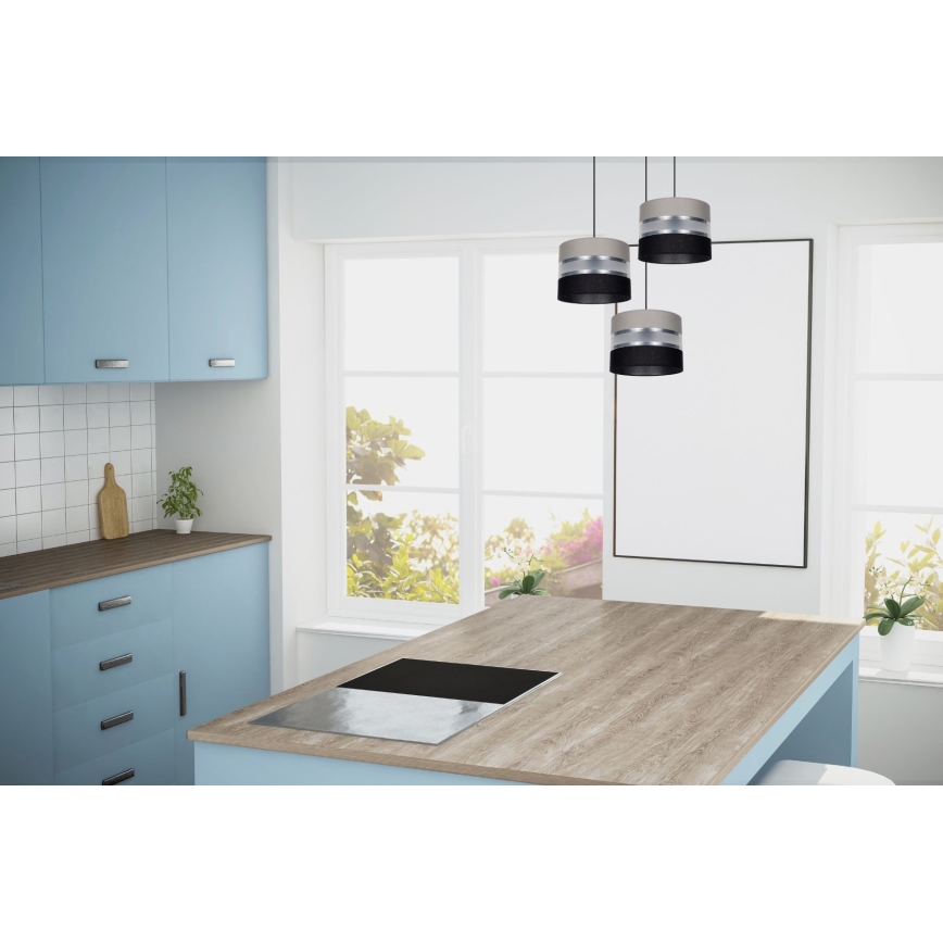 Lustra ar auklu CORAL 3xE27/60W/230V melna/pelēka/matēts hroms d. 45 cm