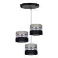 Lustra ar auklu CORAL 3xE27/60W/230V melna/pelēka/matēts hroms d. 45 cm