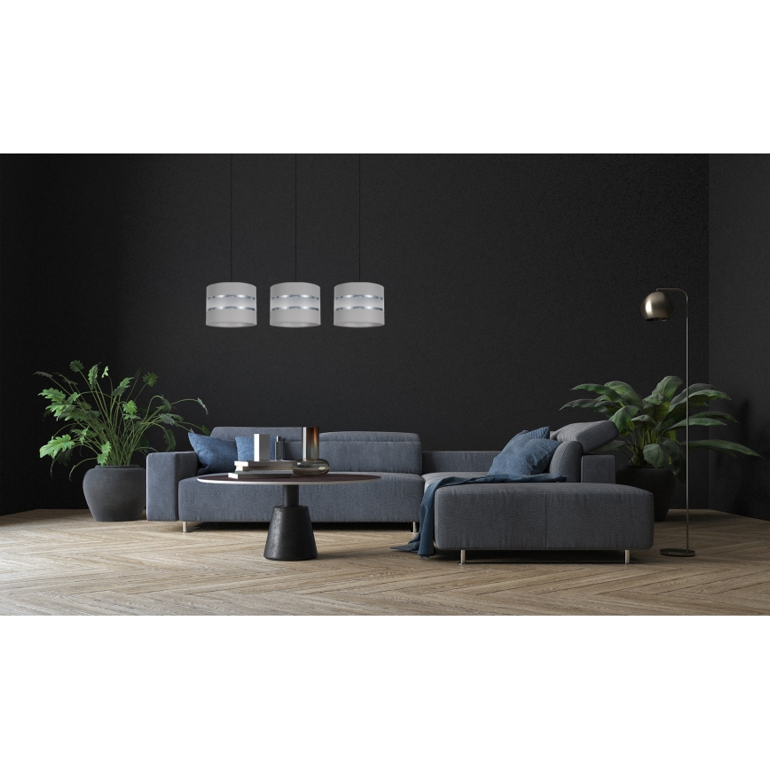 Lustra ar auklu CORAL 3xE27/60W/230V pelēka