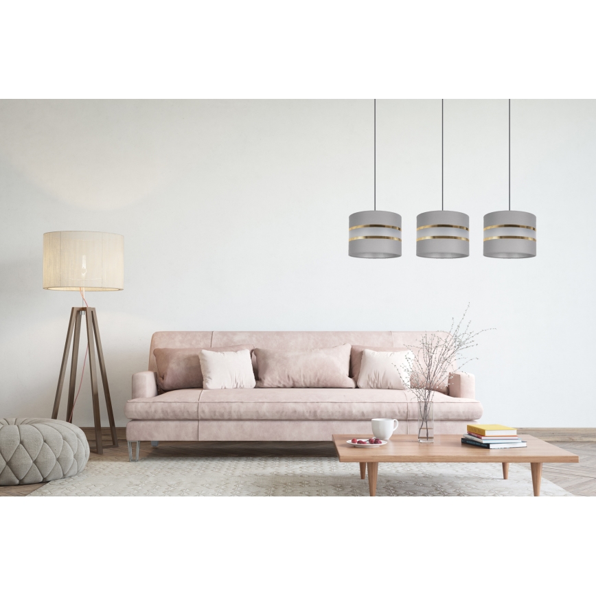 Lustra ar auklu CORAL 3xE27/60W/230V pelēka