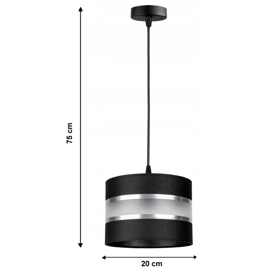 Lustra ar auklu CORAL S 1xE27/60W/230V melns