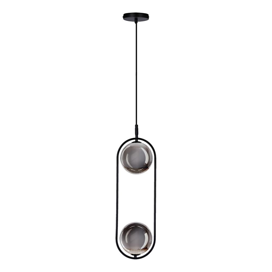 Lustra ar auklu CORDEL 2xG9/28W/230V melna/dūmakains melna