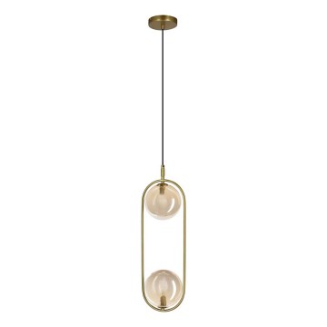 Lustra ar auklu CORDEL 2xG9/28W/230V misiņš/dūmakains bēša